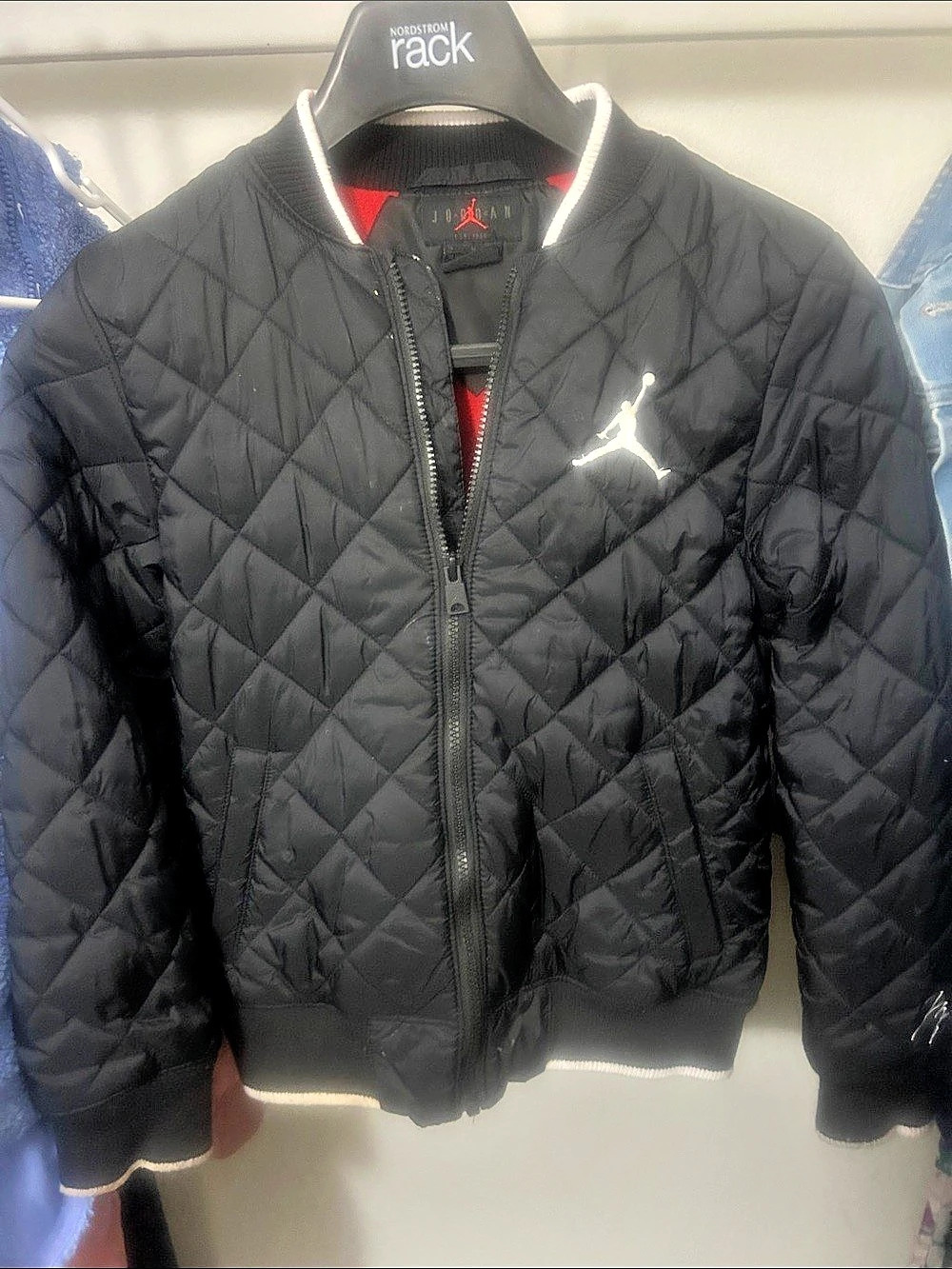 Jordan Men's Black Quilted Bomber Jacket Like New